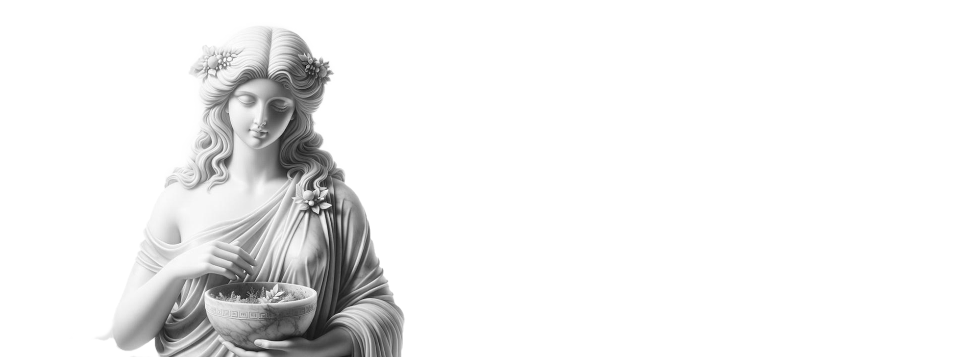 Statue of Epione holding a bowl of healing herbs